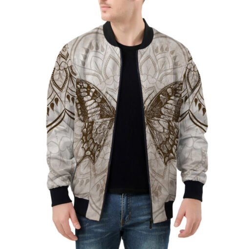 Butterfly Over Mandala Bomber Jacket