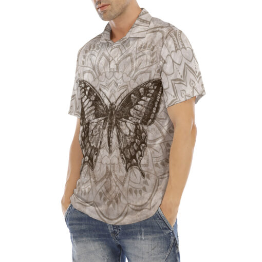 Butterfly Over Mandala Velvet Polo Shirt