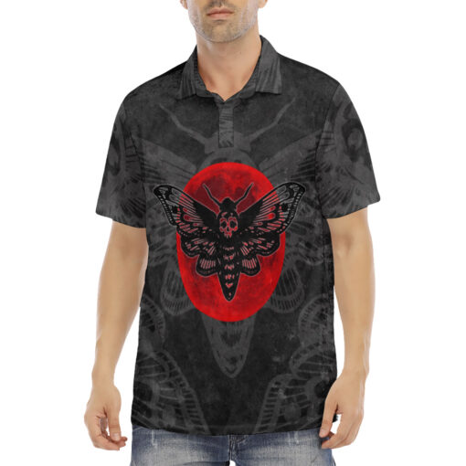 Deaths Head Hawk Moth Velvet Polo Shirt - Image 2