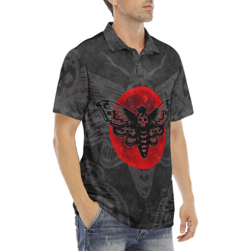 Deaths Head Hawk Moth Velvet Polo Shirt - Image 3