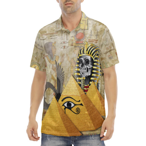 Egypt Skull Pharaoh Velvet Polo Shirt - Image 2