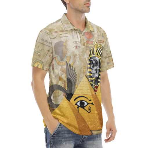 Egypt Skull Pharaoh Velvet Polo Shirt - Image 3