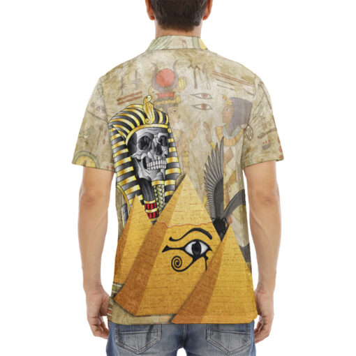 Egypt Skull Pharaoh Velvet Polo Shirt - Image 4