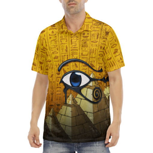 Ancient Pyramid Eye of Horus Velvet Polo Shirt - Image 2