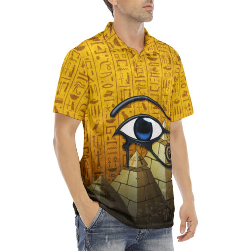 Ancient Pyramid Eye of Horus Velvet Polo Shirt - Image 3