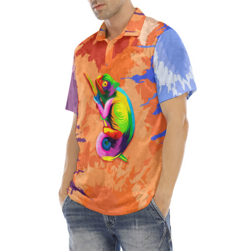 Multicolored Chameleon Velvet Polo Shirt