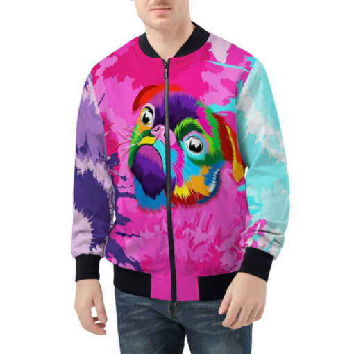 Colorful Puppy Pug Muzzle Bomber Jacket - Image 2