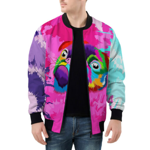 Colorful Puppy Pug Muzzle Bomber Jacket