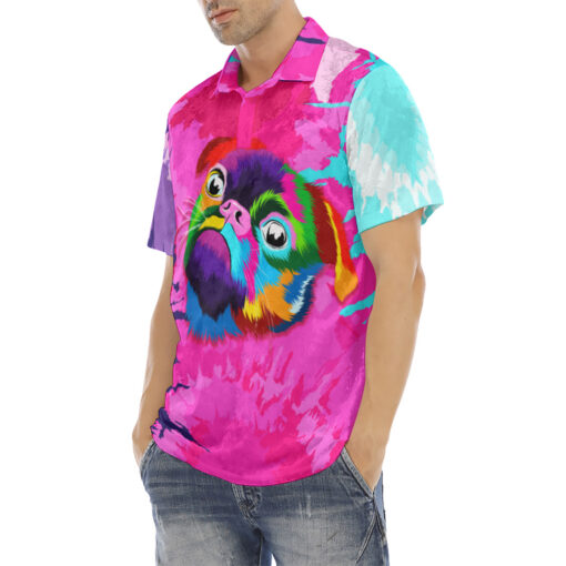 Colorful Puppy Pug Muzzle Velvet Polo Shirt