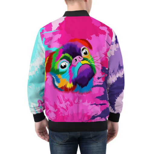 Colorful Puppy Pug Muzzle Bomber Jacket - Image 3