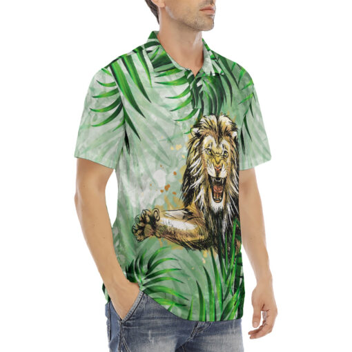 Lion Jumping from Jungle Velvet Polo Shirt - Image 3