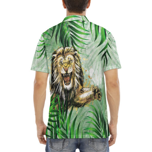 Lion Jumping from Jungle Velvet Polo Shirt - Image 4