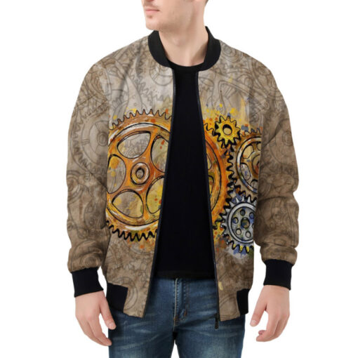 Steampunk Gears Watercolor Bomber Jacket