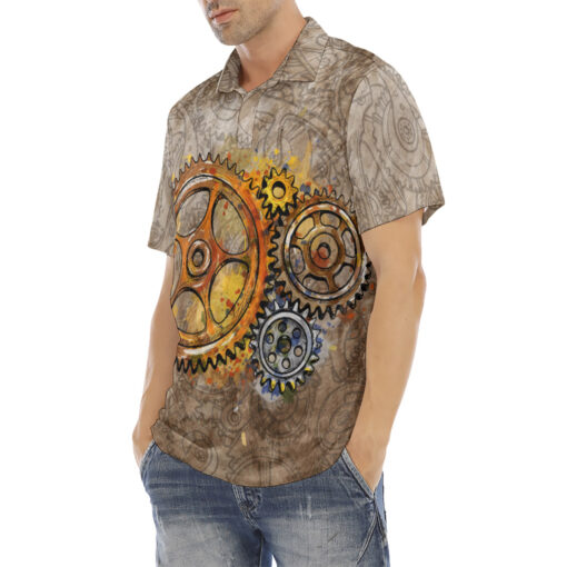 Steampunk Gears Watercolor Velvet Polo Shirt