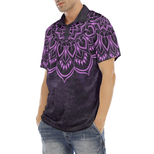 Purple Mandala Velvet Polo Shirt