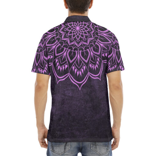 Purple Mandala Velvet Polo Shirt - Image 4