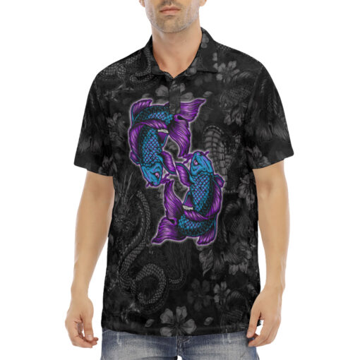 Glow Koi Fish Velvet Polo Shirt - Image 2