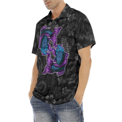 Glow Koi Fish Velvet Polo Shirt