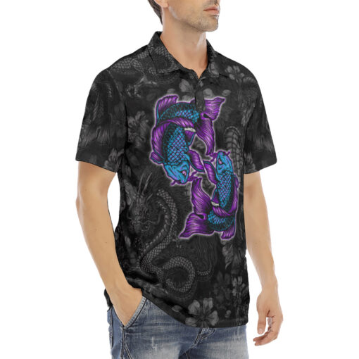 Glow Koi Fish Velvet Polo Shirt - Image 3