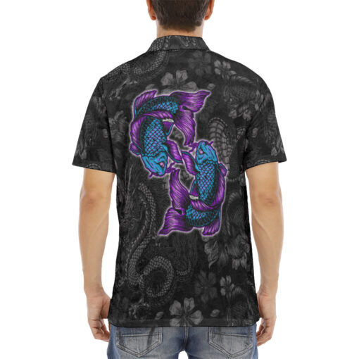 Glow Koi Fish Velvet Polo Shirt - Image 4