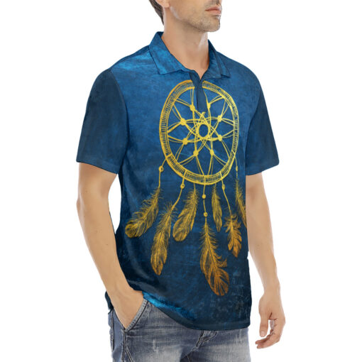 Golden Dream Catcher Velvet Polo Shirt - Image 3