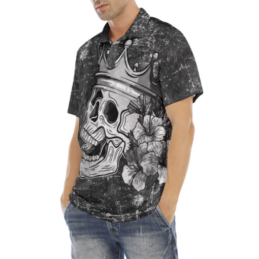 Skull with Crown Velvet Polo Shirt