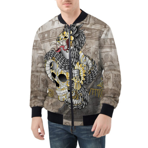 Aztec Gold Skull Bomber Jacket - Image 2