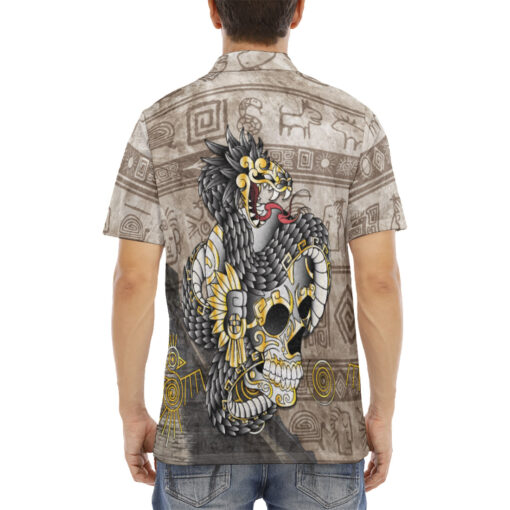 Aztec Gold Skull Velvet Polo Shirt - Image 4