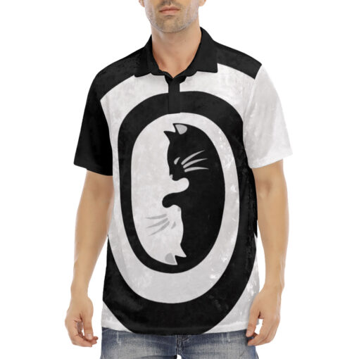 Yin Yang Cats Spiral Velvet Polo Shirt - Image 2