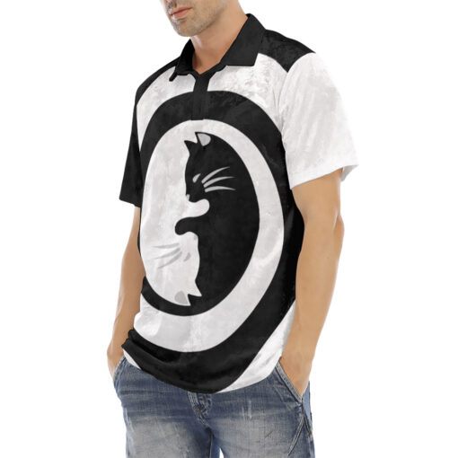 Yin Yang Cats Spiral Velvet Polo Shirt