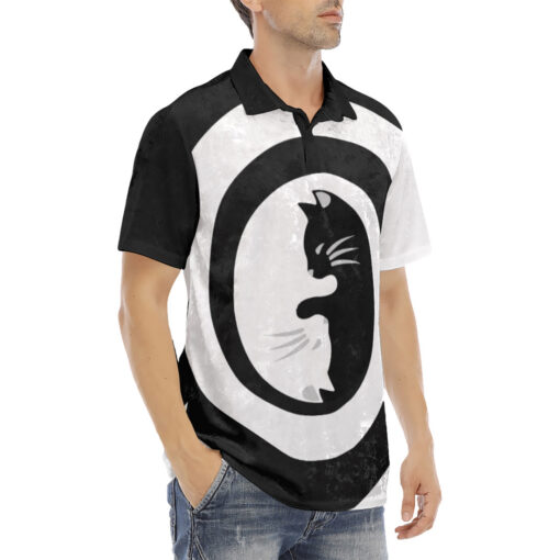 Yin Yang Cats Spiral Velvet Polo Shirt - Image 3