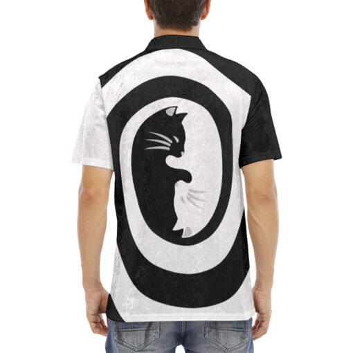 Yin Yang Cats Spiral Velvet Polo Shirt - Image 4