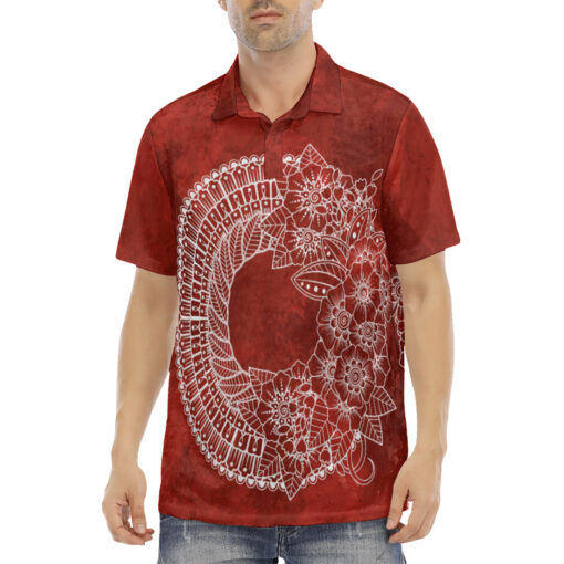 Mehndi Flower Ornament Velvet Polo Shirt - Image 2