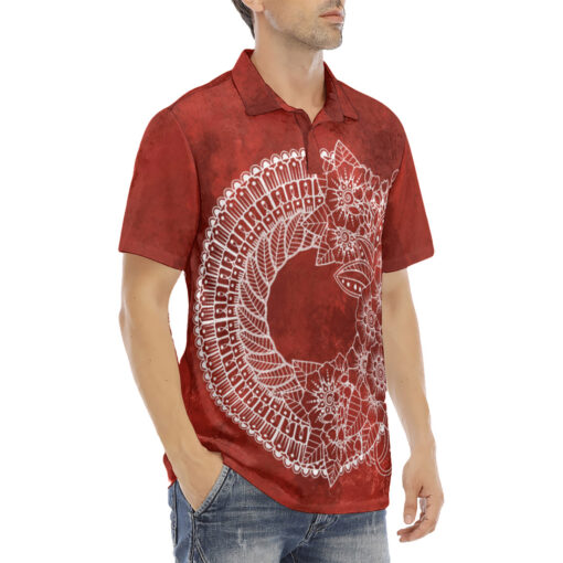 Mehndi Flower Ornament Velvet Polo Shirt - Image 3