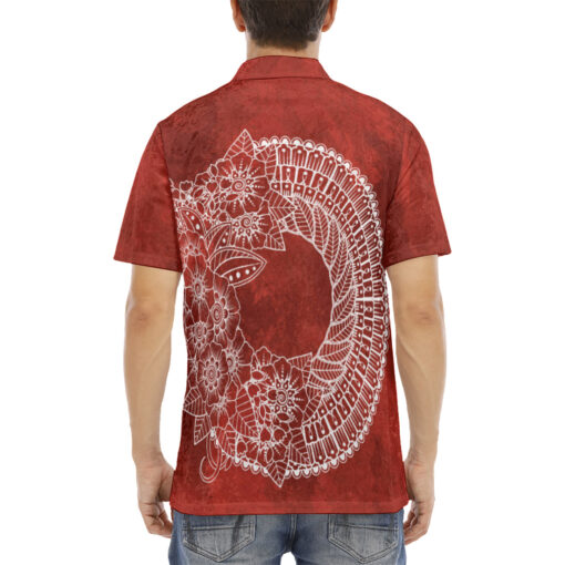 Mehndi Flower Ornament Velvet Polo Shirt - Image 4