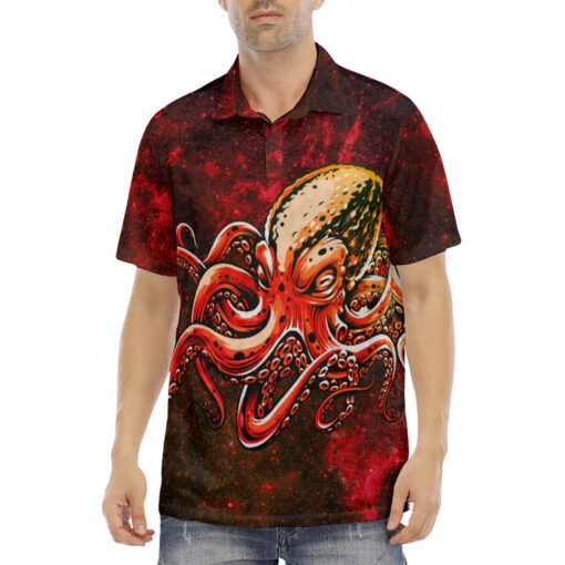 Red Octopus Velvet Polo Shirt - Image 2