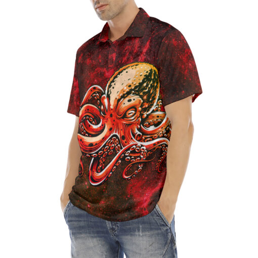 Red Octopus Velvet Polo Shirt