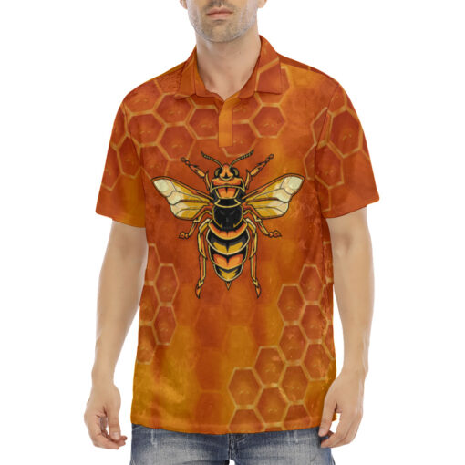 Bee Honeycombs Velvet Polo Shirt - Image 2