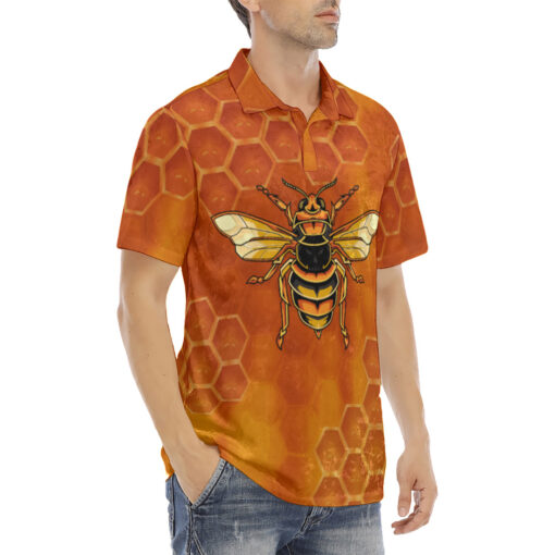 Bee Honeycombs Velvet Polo Shirt - Image 3