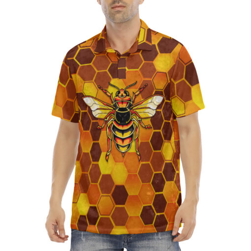 Bees Honeycomb Velvet Polo Shirt - Image 2