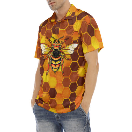 Bees Honeycomb Velvet Polo Shirt