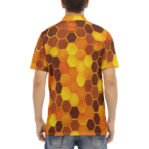 Bees Honeycomb Velvet Polo Shirt - Image 4