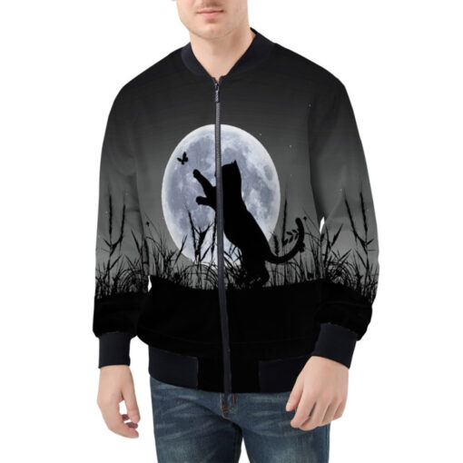 Cute Cat Silhouette Bomber Jacket - Image 2