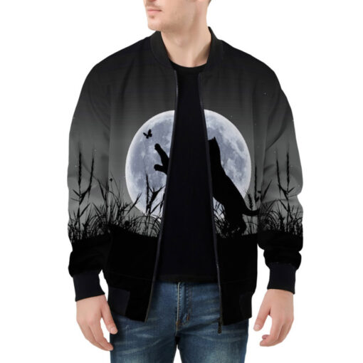 Cute Cat Silhouette Bomber Jacket