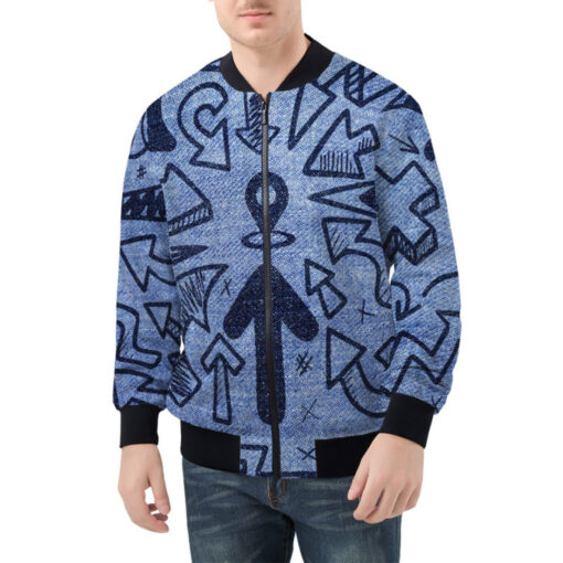 Arrows on Denim Bomber Jacket - Image 2