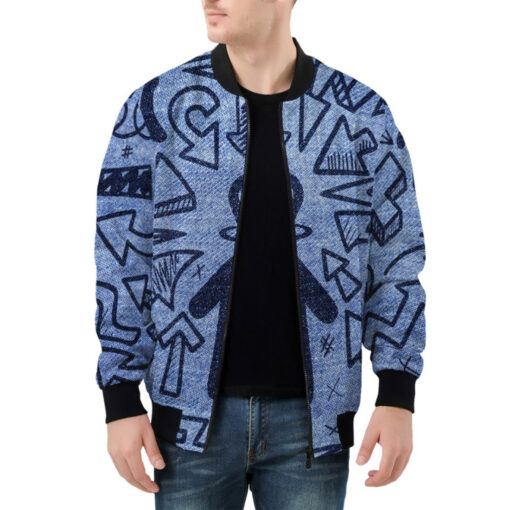 Arrows on Denim Bomber Jacket