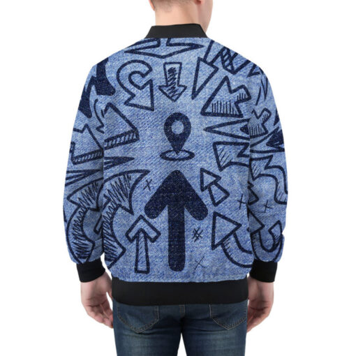 Arrows on Denim Bomber Jacket - Image 3