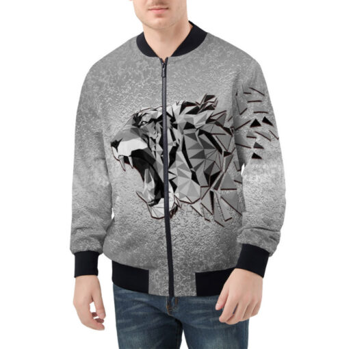 Silver Tiger Polygons Bomber Jacket - Image 2