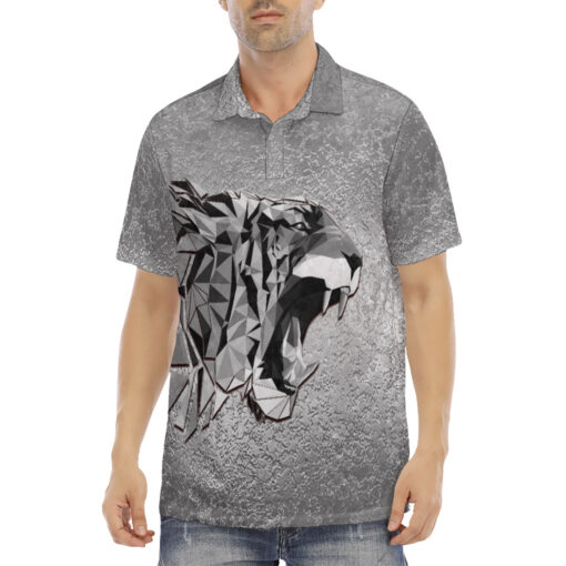 Silver Tiger Polygons Velvet Polo Shirt - Image 2