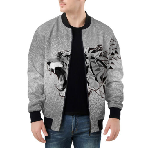 Silver Tiger Polygons Bomber Jacket